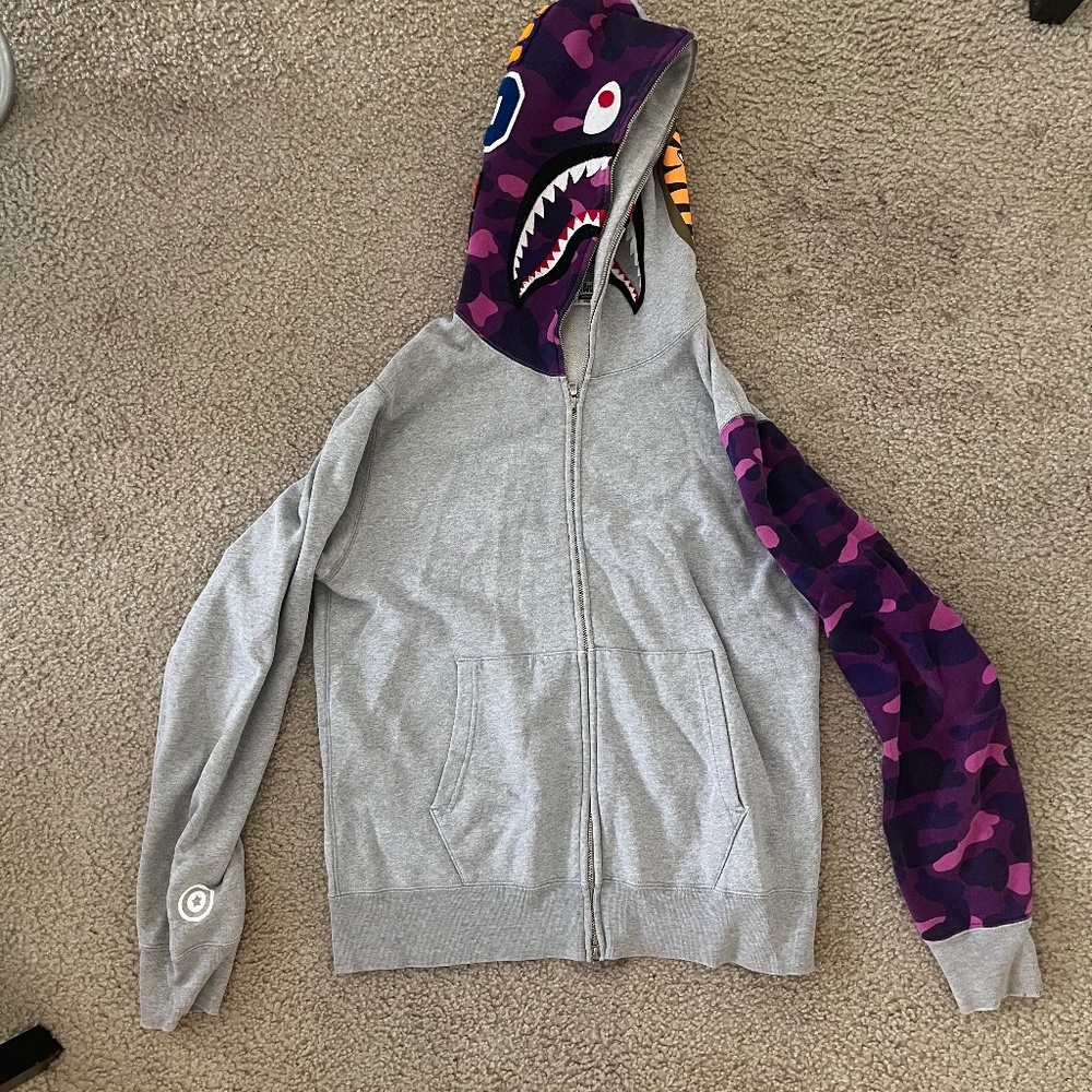 Mens Bape Hoodie Purple Camo